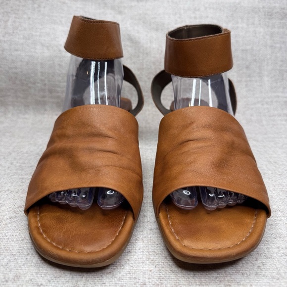 The Flexx brown leather wedge sandals ankle strap size 10/42 casual comfort boho - Picture 5 of 9